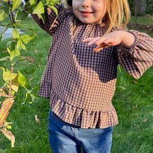 Zara gingham ballon sleeve top